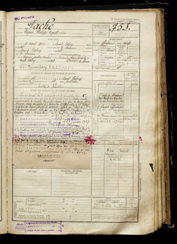 Fache, Eugène Philippe Auguste, né le 15 avril 1901 à Saint-Valery-sur-Somme (Somme), classe 1921, matricule n° 753, Bureau de recrutement d'Abbeville