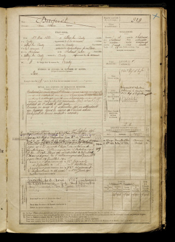 Duquet, Louis Adrien, né le 01 mai 1882 à Tilloy-lès-Conty (Somme), classe 1902, matricule n° 919, Bureau de recrutement d'Amiens