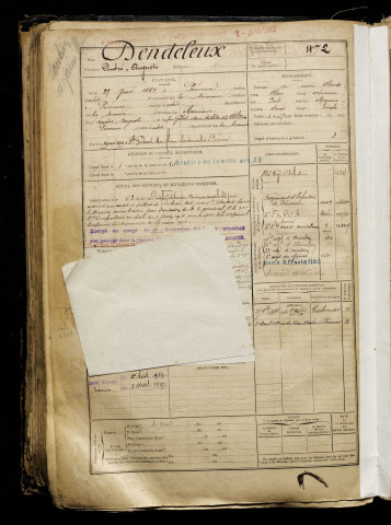 Dendeleux, André Auguste, né le 27 juin 1889 à Péronne (Somme), classe 1909, matricule n° 472, Bureau de recrutement de Péronne