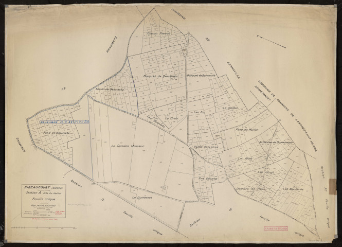 Plan du cadastre rénové - Ribeaucourt : section A