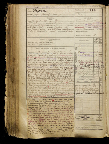Pipaut, Georges Jacques, né le 29 avril 1889 à Paris 10e Arrondissement (Paris), classe 1909, matricule n° 334, Bureau de recrutement d'Amiens