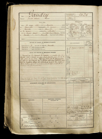 Gaudry, Benoit Valentin, né le 21 mars 1895 à Bernâtre (Somme), classe 1915, matricule n° 1426, Bureau de recrutement d'Amiens