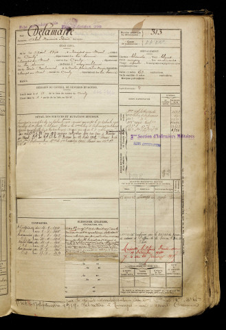 Delamare, Abel Maurice Isaïe, né le 20 août 1894 à Namps-Maisnil (Somme), classe 1914, matricule n° 313, Bureau de recrutement d'Amiens