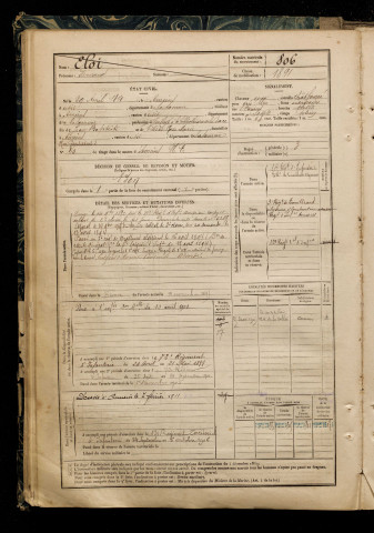 Eloi, Fernand, né le 29 avril 1871 à Amiens (Somme), classe 1891, matricule n° 806, Bureau de recrutement d'Amiens