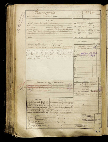 Bourgeois, Raymond Daniel, né le 03 décembre 1895 à Amiens (Somme), classe 1915, matricule n° 1320, Bureau de recrutement d'Amiens
