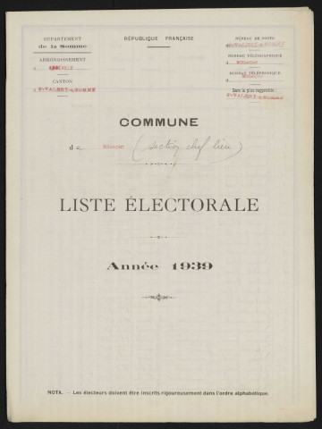 Liste électorale : Boismont, Section de Boismont