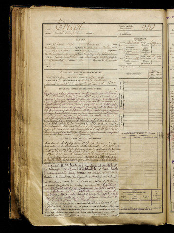 Tricot, Joseph Théophile, né le 25 février 1899 à Longroy (Seine-Maritime), classe 1919, matricule n° 910, Bureau de recrutement d'Abbeville