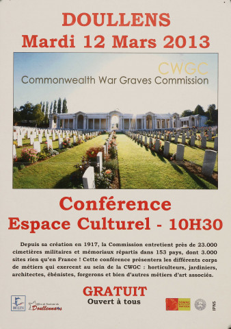 Doullens. Mardi 12 mars 2013. Commonwealth War Graves Commission. Conférence