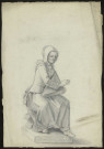 Dessin d'une statue de femme picarde au XIIIe siècle