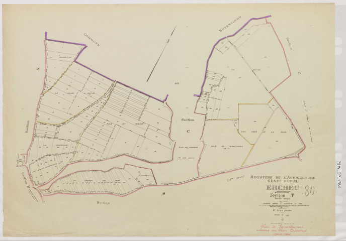 Plan du cadastre rénové - Ercheu : section T