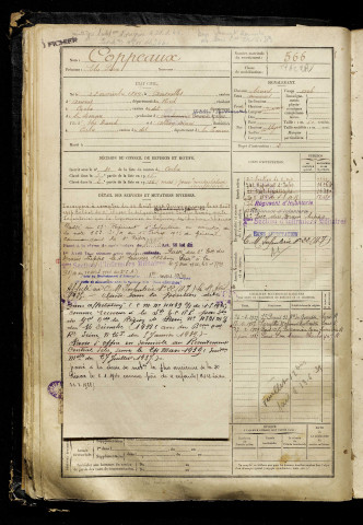 Coppeaux, Elie Pierre, né le 18 novembre 1897 à Avesnelles (Nord), classe 1917, matricule n° 566, Bureau de recrutement d'Amiens