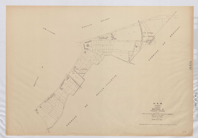 Plan du cadastre rénové - Ham (Brouchy) : section D