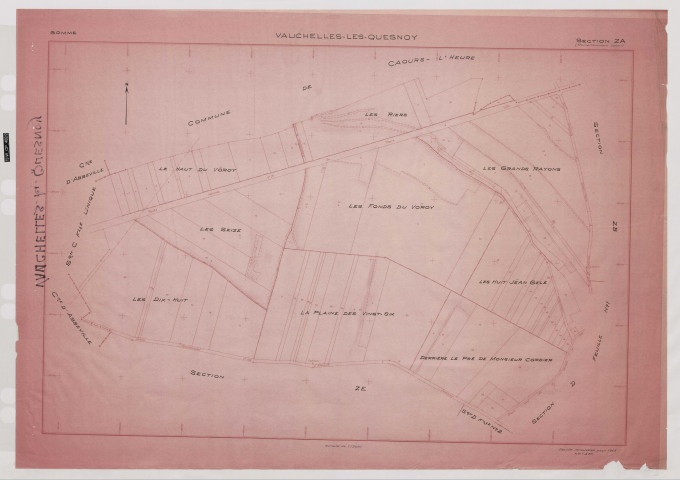 Plan du cadastre rénové - Vauchelles-les-Quesnoy : section ZA
