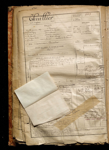 Thuillier, Paul Eugène, né le 26 janvier 1872 à Vignacourt (Somme), classe 1892, matricule n° 243, Bureau de recrutement d'Abbeville