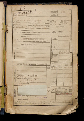 Pruvot, Honorat Auguste, né le 23 décembre 1869 à Gapennes (Somme), classe 1889, matricule n° 501, Bureau de recrutement d'Abbeville