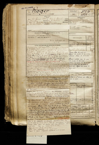 Roger, Marius Constant Charles, né le 25 février 1894 à Port-le-Grand (Somme), classe 1914, matricule n° 974, Bureau de recrutement d'Abbeville