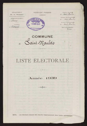 Liste électorale : Saint-Maulvis