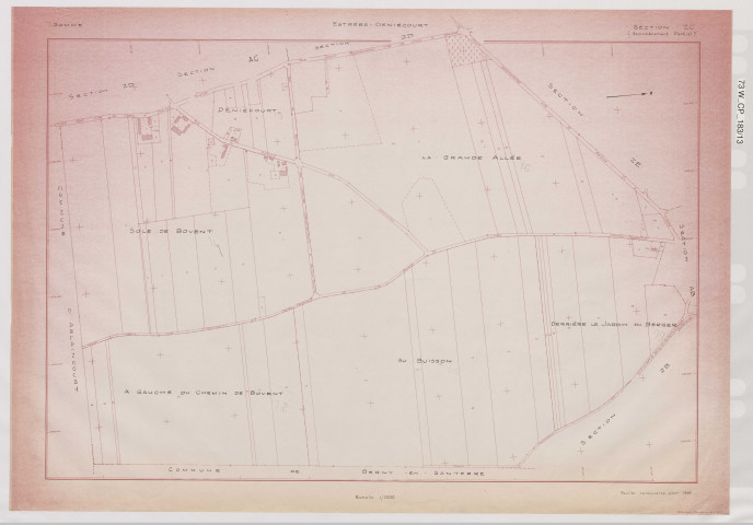 Plan du cadastre rénové - Estrées-Deniécourt : section ZC