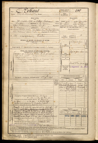 Rohaut, Louis Jules Alexandre Anthime, né le 24 octobre 1874 à Villers-Bretonneux (Somme), classe 1894, matricule n° 140, Bureau de recrutement d'Amiens