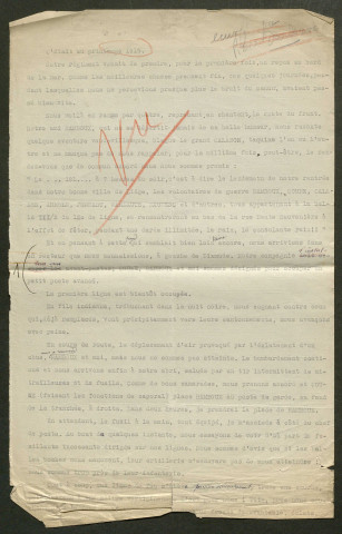 Témoignage de Bacquet, Jean et correspondance avec Jacques Péricard