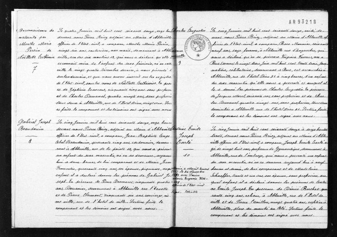 Abbeville : naissances, mariages, décès