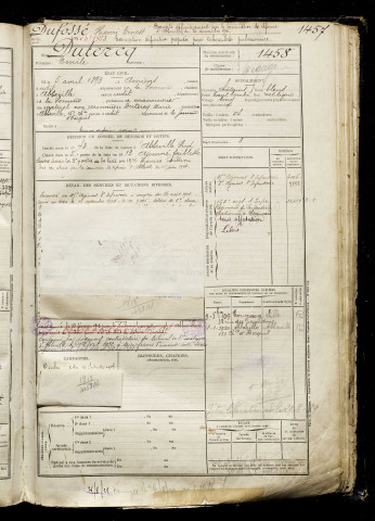 Dufossé, Henri Ernest, classe 1913, matricule n° 1457, Bureau de recrutement d'Amiens