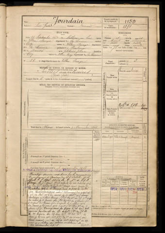 Jourdain, Louis Gaston, né le 12 septembre 1870 à Molliens-au-Bois (Somme), classe 1890, matricule n° 1159, Bureau de recrutement d'Amiens