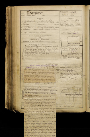 Tavernier, François Joseph, né le 22 décembre 1881 à Auxi-le-Château (Pas-de-Calais), classe 1901, matricule n° 446, Bureau de recrutement de Péronne