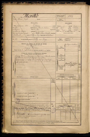 Maille, Louis Joseph, né le 14 janvier 1868 à Puisieux (Pas-de-Calais), classe 1888, matricule n° 992, Bureau de recrutement de Péronne