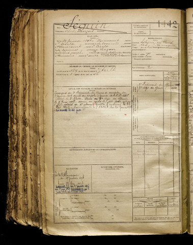 Séguin, Alfred François, né le 01 janvier 1897 à Woincourt (Somme), classe 1917, matricule n° 1442, Bureau de recrutement d'Amiens