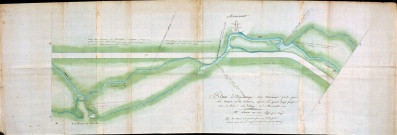 Plan d'arpentage des terrains pris par le canal de la Somme depuis le Grand Hugo jusque vis à vis le village de Morcourt