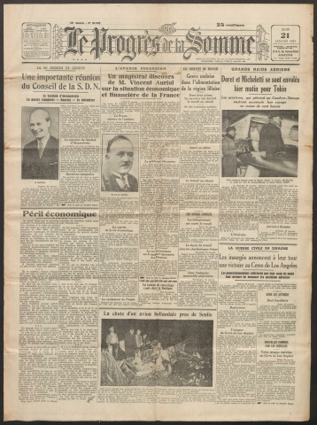 Le Progrès de la Somme, numéro 20952, 21 janvier 1937