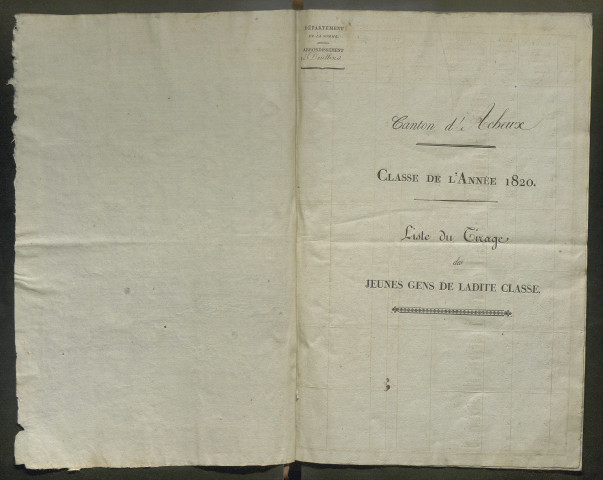 Tirage au sort (arrondissement de Montdidier et de Doullens) de l'année 1820