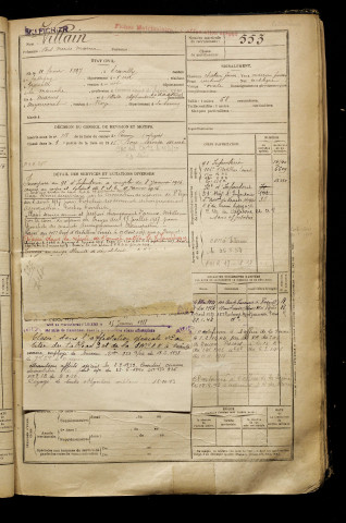 Villain, Paul Marius Marceau, né le 11 février 1897 à Écuvilly (Oise), classe 1917, matricule n° 553, Bureau de recrutement de Péronne