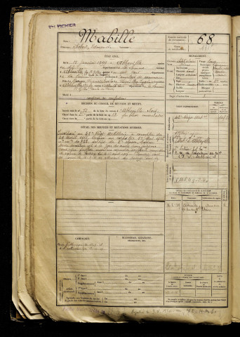 Mabille, Robert Edmond, né le 12 janvier 1899 à Abbeville (Somme), classe 1919, matricule n° 68, Bureau de recrutement d'Abbeville