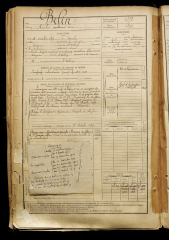 Belin, Charles Denis, né le 14 octobre 1877 à Mende (Lozère), classe 1897, matricule n° 1372, Bureau de recrutement d'Abbeville