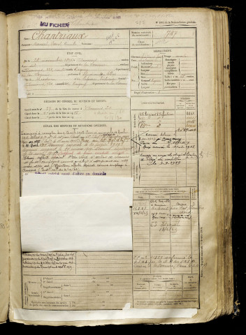 Chantriaux, Marcel Paul Emile, né le 28 novembre 1896 à Amiens (Somme), classe 1916, matricule n° 787, Bureau de recrutement d'Amiens