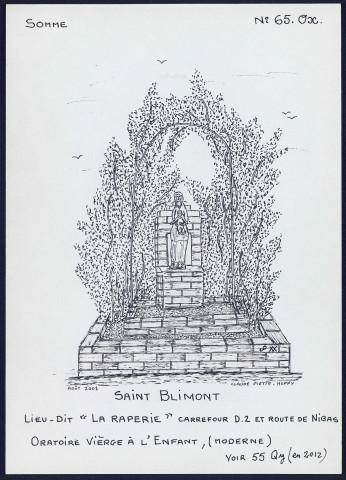 Saint-Blimont, lieu-dit « la râperie »  : oratoire vierge à l'enfant - (Reproduction interdite sans autorisation - © Claude Piette)