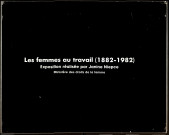 Panneau de présentation de l'exposition "Les femmes au travail (1882-1982)", exposition réalisée par Janine Nièpce, ministère des droits de la femme
