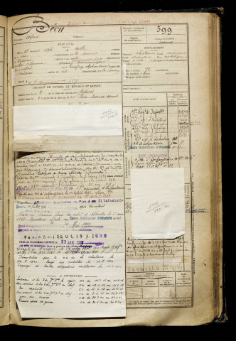 Bécu, Alfred, né le 13 mars 1896 à Nesle (Somme), classe 1916, matricule n° 399, Bureau de recrutement de Péronne