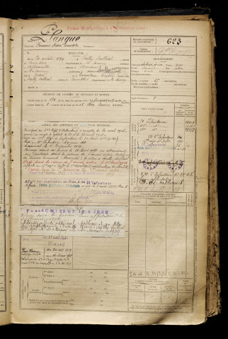 Planque, François Désiré Anatole, né le 20 octobre 1899 à Sailly-Saillisel (Somme), classe 1919, matricule n° 623, Bureau de recrutement de Péronne