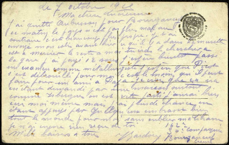 "Quand tu seras grand !". - Carte adressée par Victor Bardoux à son épouse Lucienne Bardoux-Cleenewerck à Blendecques (Pas-de-Calais)