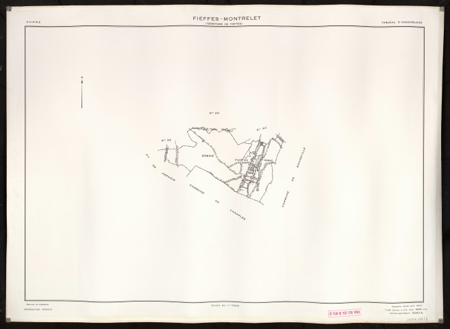 Plan du cadastre rénové - Fieffes-Montrelet : tableau d'assemblage (TA)
