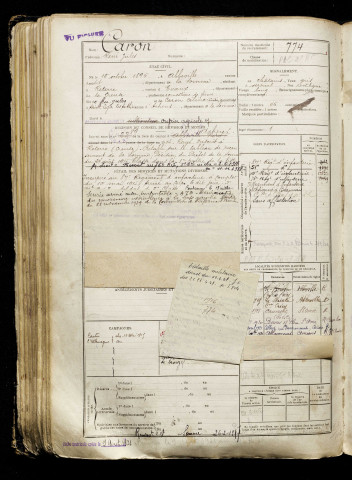 Caron, René Jules, né le 10 octobre 1896 à Abbeville (Somme), classe 1916, matricule n° 774, Bureau de recrutement d'Abbeville