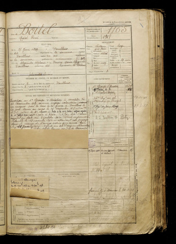 Boitel, Michel René, né le 25 juin 1899 à Doullens (Somme), classe 1919, matricule n° 1165, Bureau de recrutement d'Abbeville