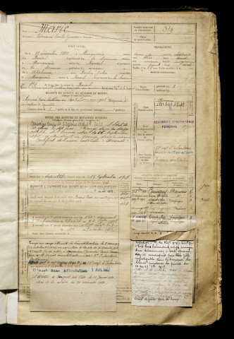 Marié, Edouard Emile Gustave, né le 11 décembre 1884 à Marquaix (Somme), classe 1904, matricule n° 519, Bureau de recrutement de Péronne