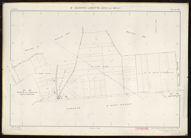 Plan du cadastre rénové - Saint-Quentin-Lamotte-Croix-au-Bailly : section ZE