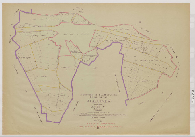 Plan du cadastre rénové - Allaines : section V