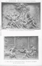 Bas-reliefs de la statue de Parmentier : 1 - Parmentier soigne les blessés à l'Armée de Hanovre - 2 - Deux paysans reconnaissants offrent à Parmentier une partie de leur première récolte