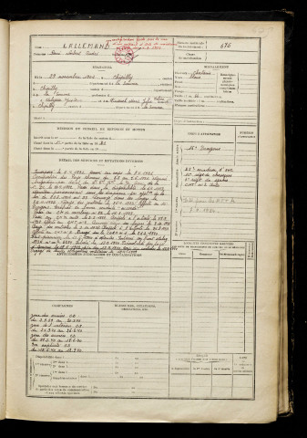 Lallemand, René Norbert André, né le 29 novembre 1901 à Chipilly (Somme), classe 1921, matricule n° 675, Bureau de recrutement de Péronne